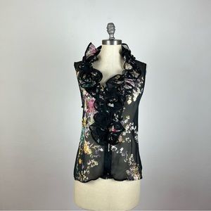 Anne Fontaine Black Floral Blouse